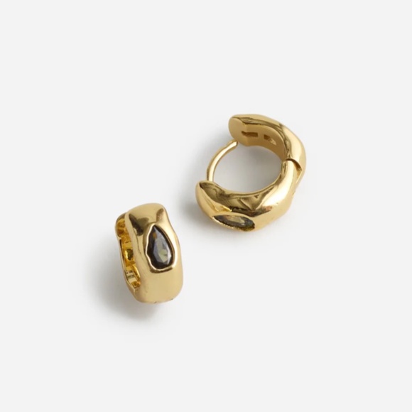 New MADEWELL Molten Gem Small Hoop Earrings in Pale Gold $34 NR722 - Picture 1 of 4
